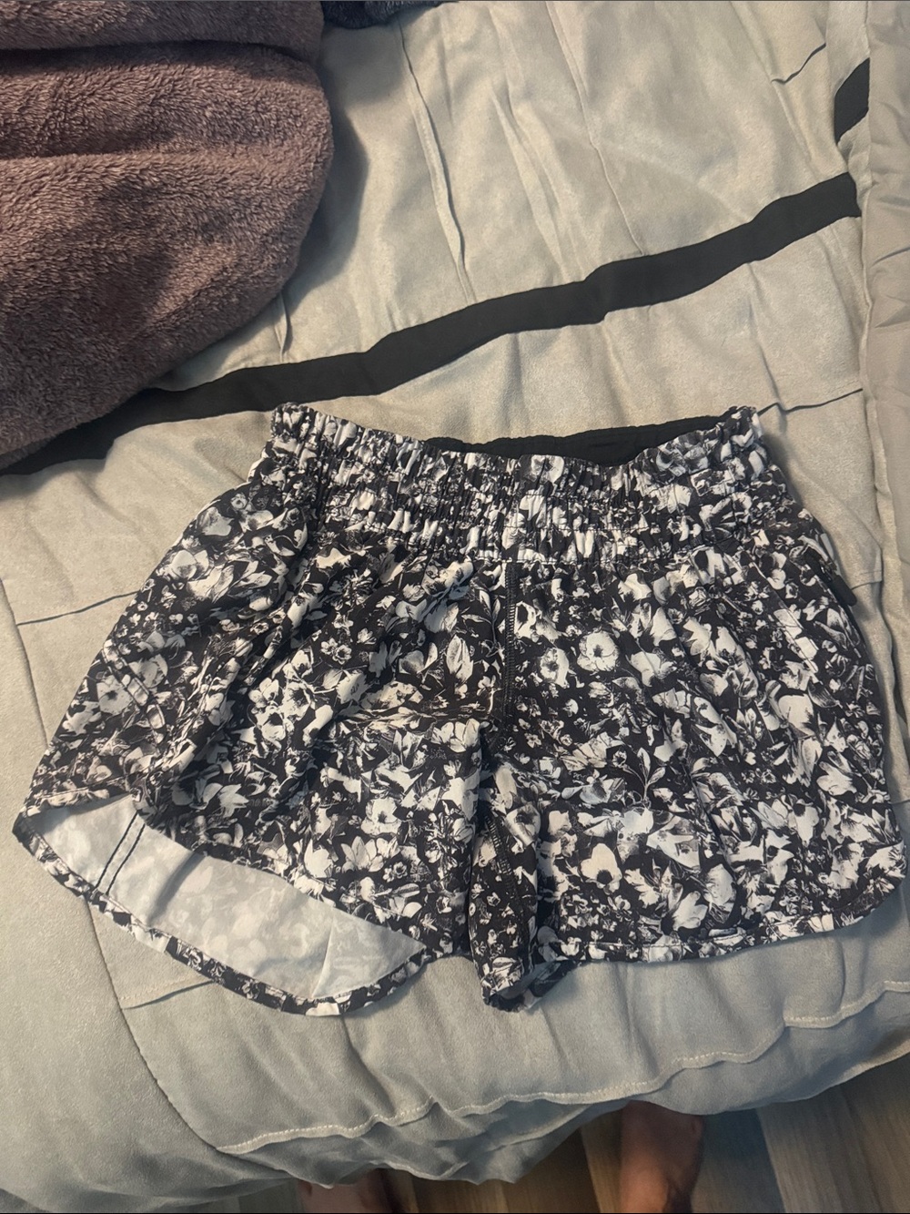 Fabletics Black and White Floral Athletic Shorts
